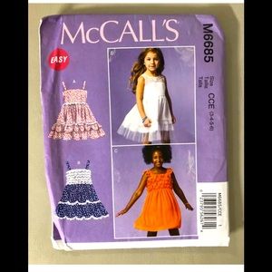 McCALL'S Girls Summer Dresses M6685 CHJ (3-4-5-6) New Uncut vintage